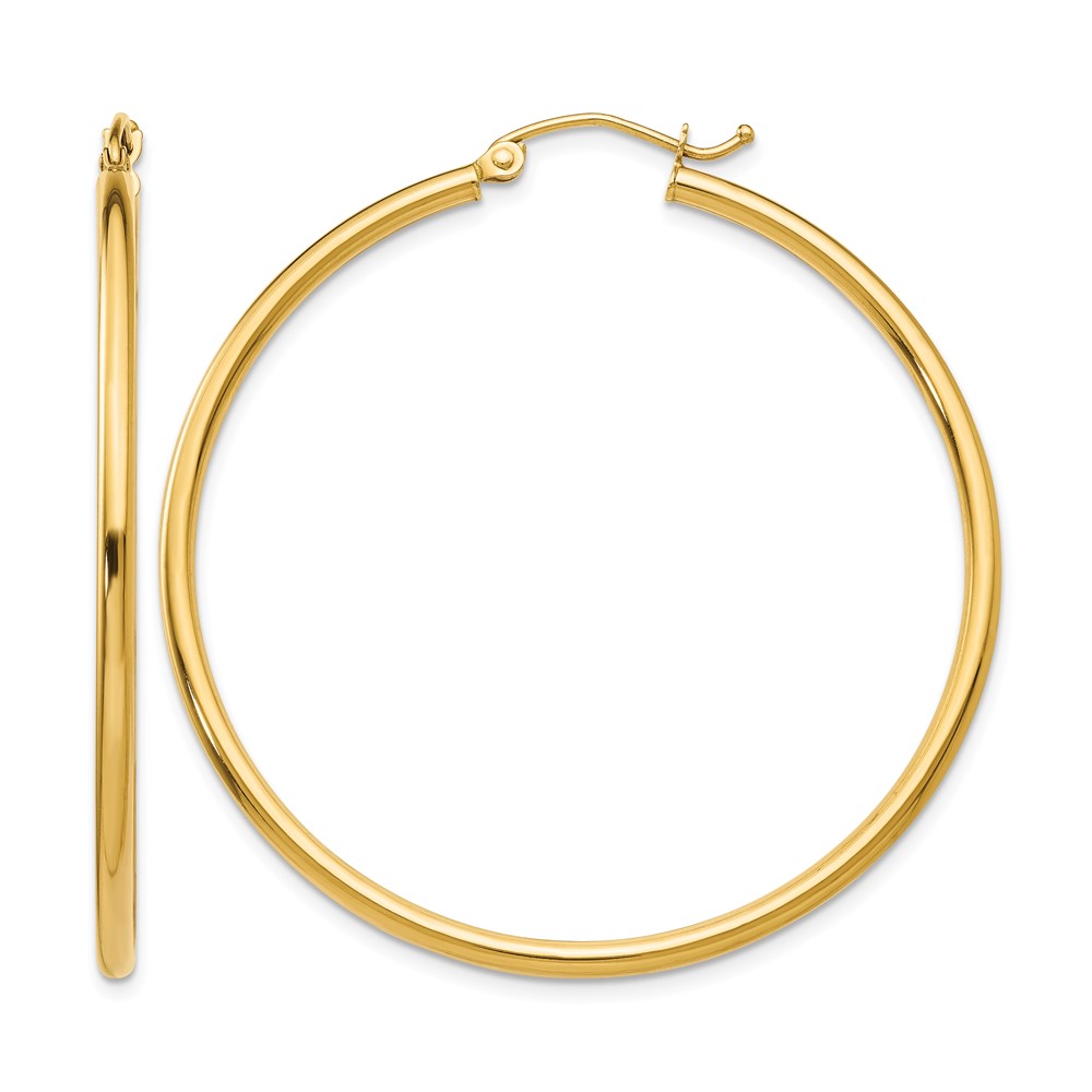 10K Polished 2mm Lightweight Tube Hoop Earrings (10T920L)