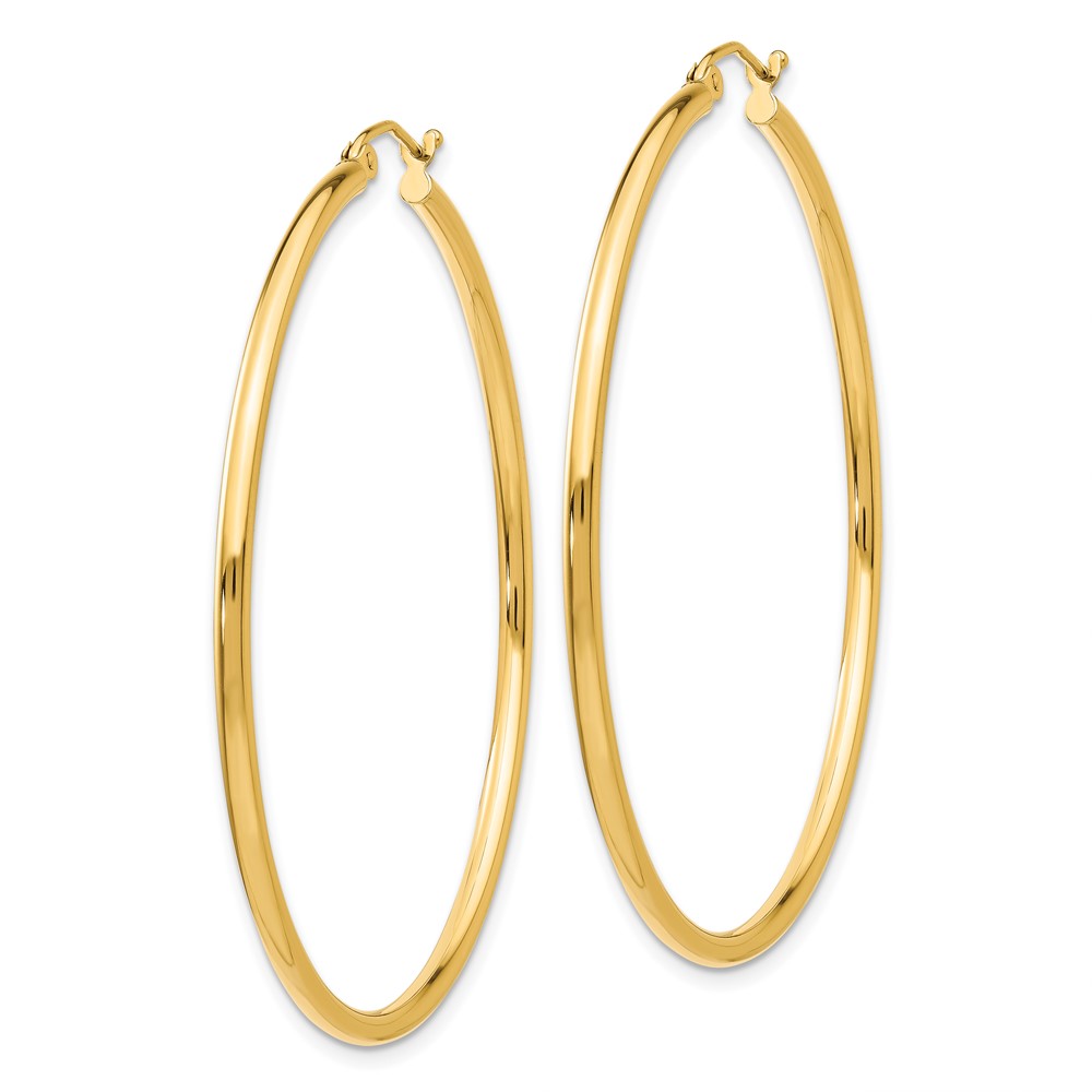 10K Polished 2mm Tube Hoop Earrings (10T921)