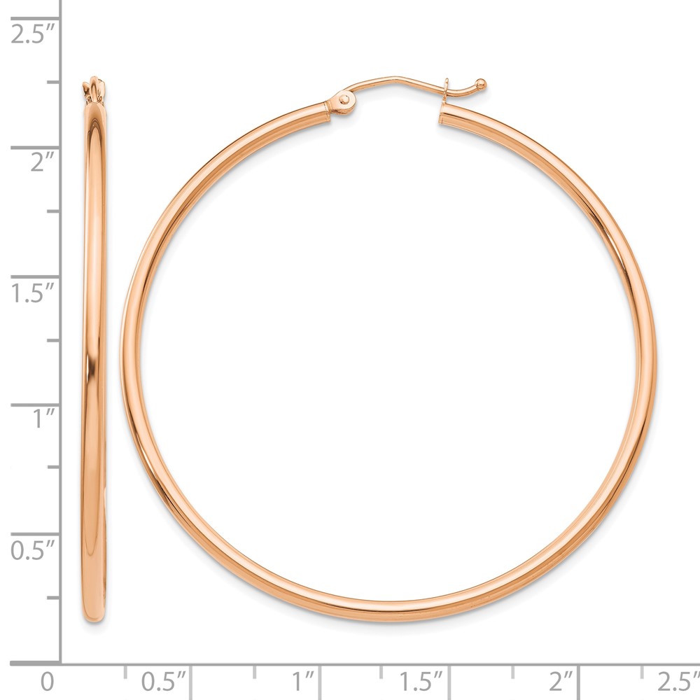 10k Rose Gold Polished 2mm Lightweight Tube Hoop Earrings (10T921RL)