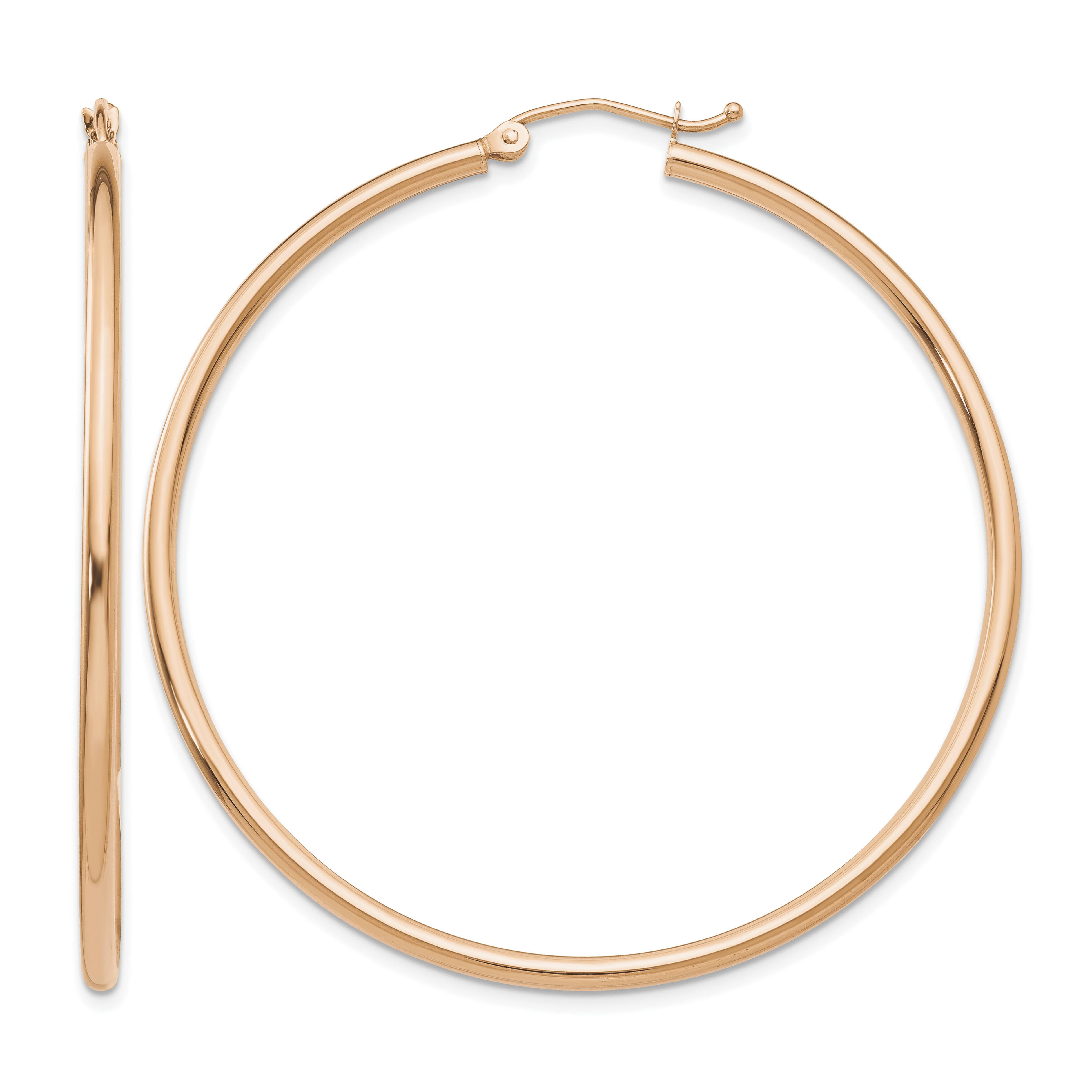 10k Rose Gold Polished 2mm Lightweight Tube Hoop Earrings (10T921RL)