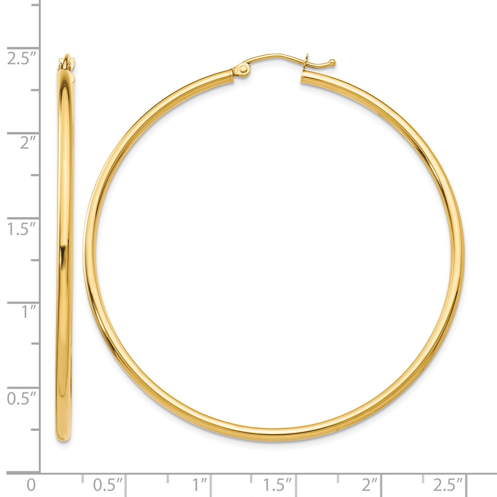10K Polished 2mm Tube Hoop Earrings (10T922)