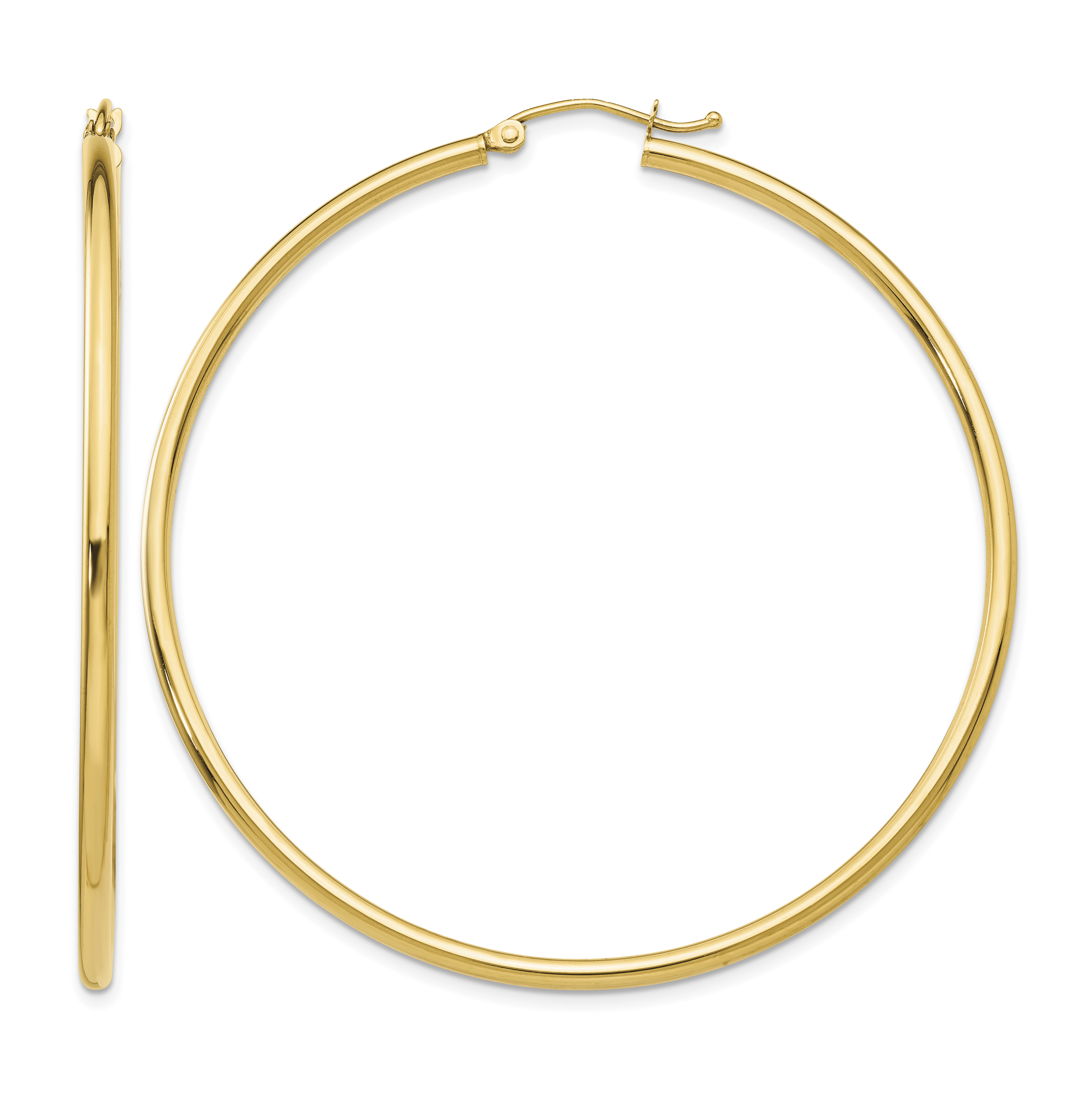 10K Polished 2mm Tube Hoop Earrings (10T922)