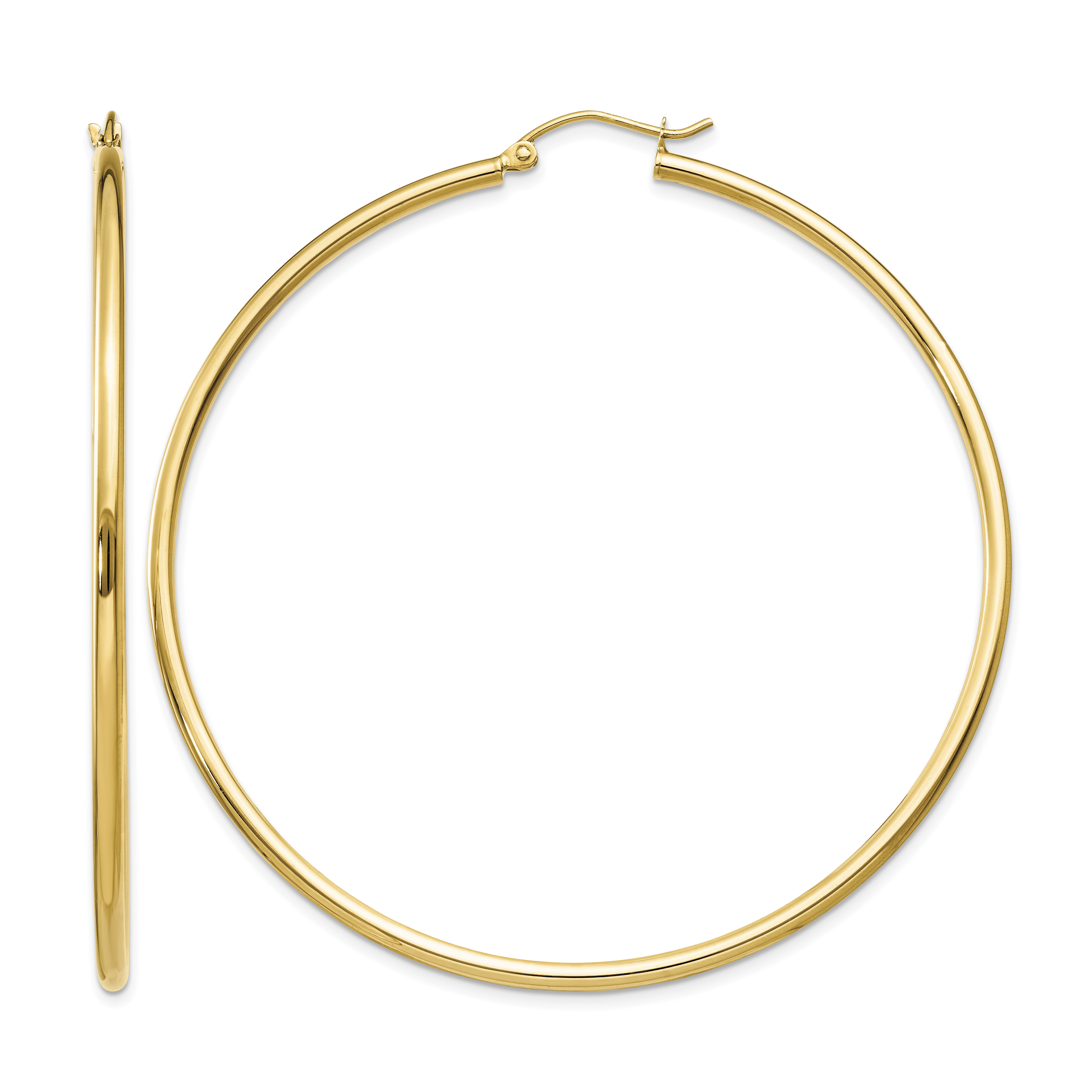 10K Polished 2mm Tube Hoop Earrings (10T923)