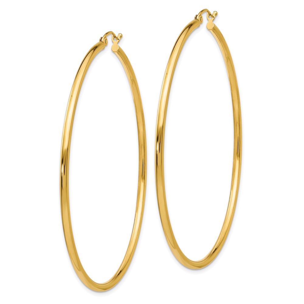 10K Polished 2mm Lightweight Tube Hoop Earrings (10T923L)