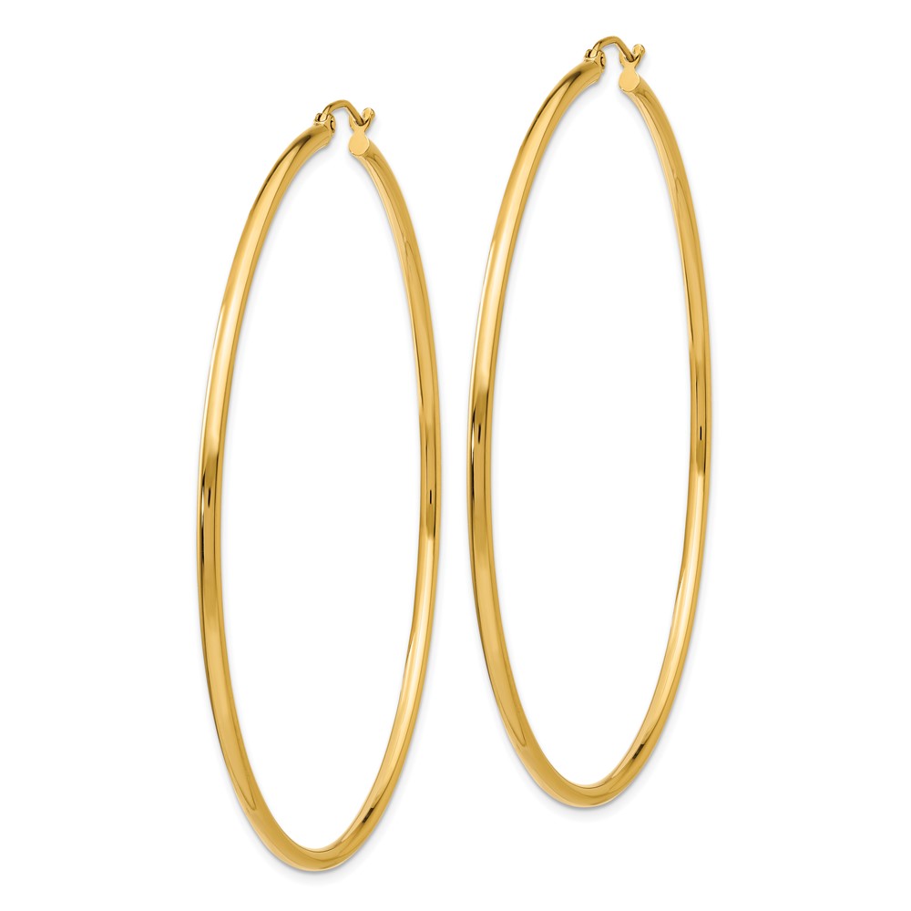 10K Polished 2mm Tube Hoop Earrings (10T924)