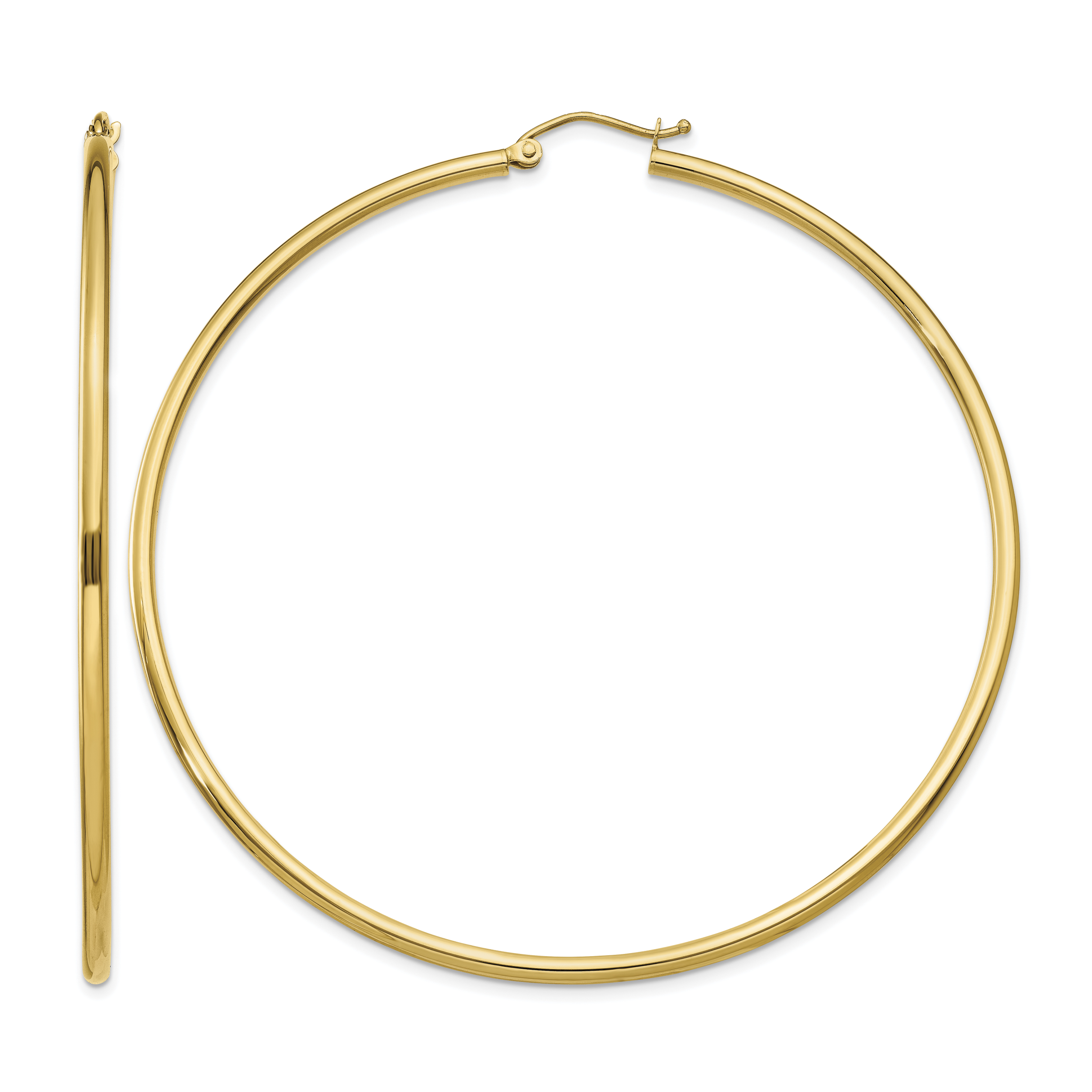 10K Polished 2mm Tube Hoop Earrings (10T924)