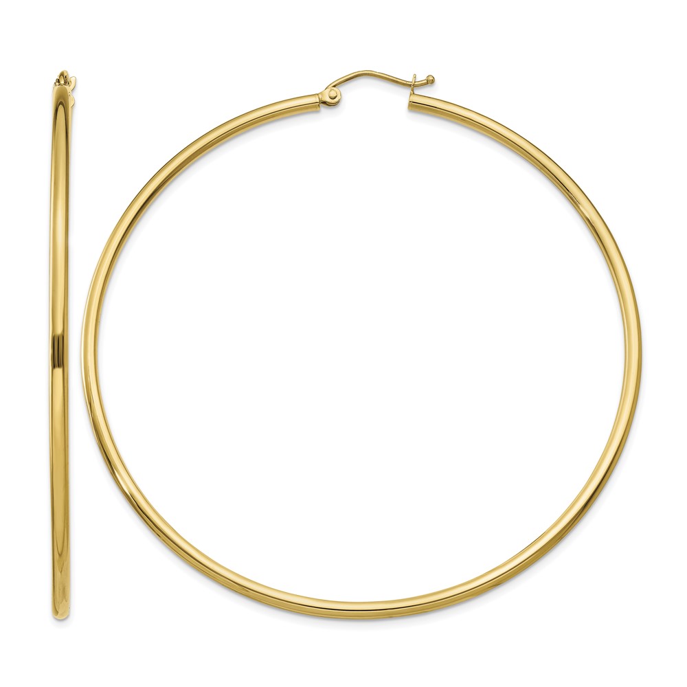 10K Polished 2mm Tube Hoop Earrings (10T924)