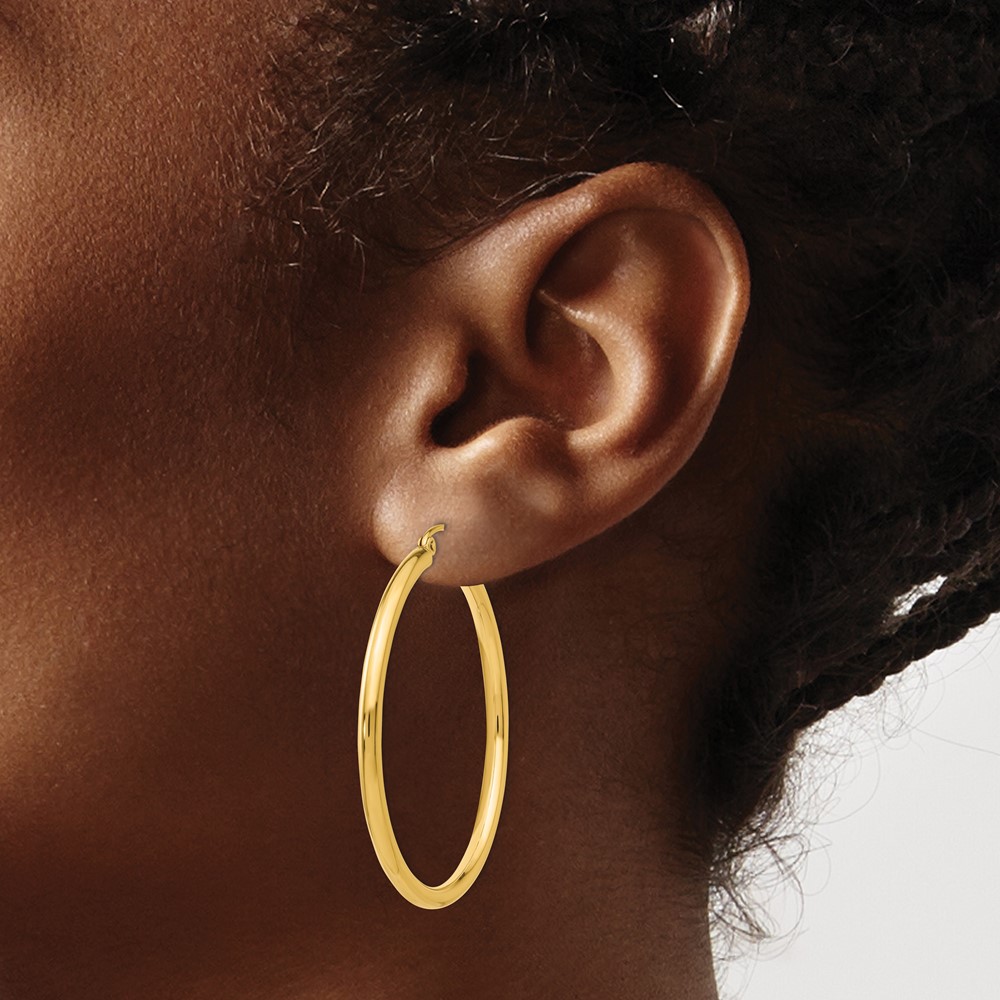 10K Polished 2.5mm Tube Hoop Earrings (10T925)