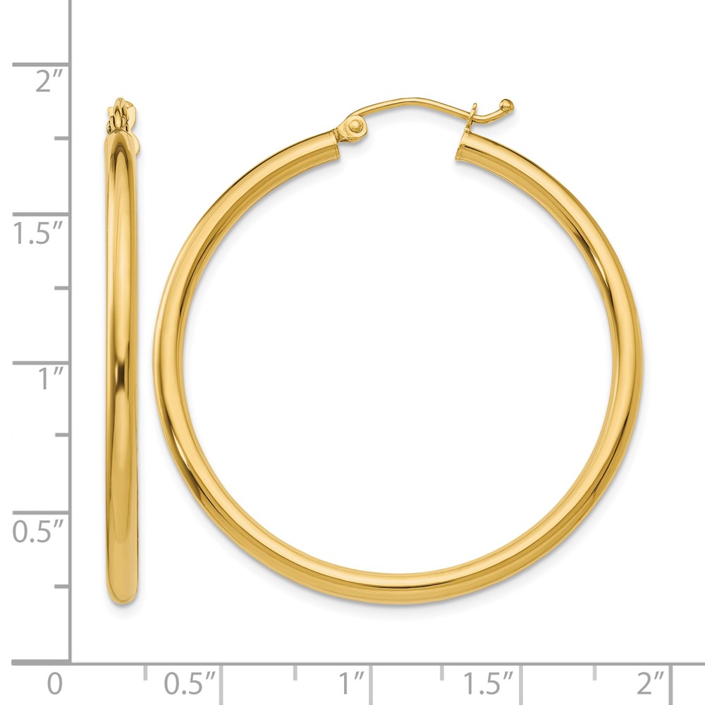 10K Polished 2.5mm Tube Hoop Earrings (10T925)