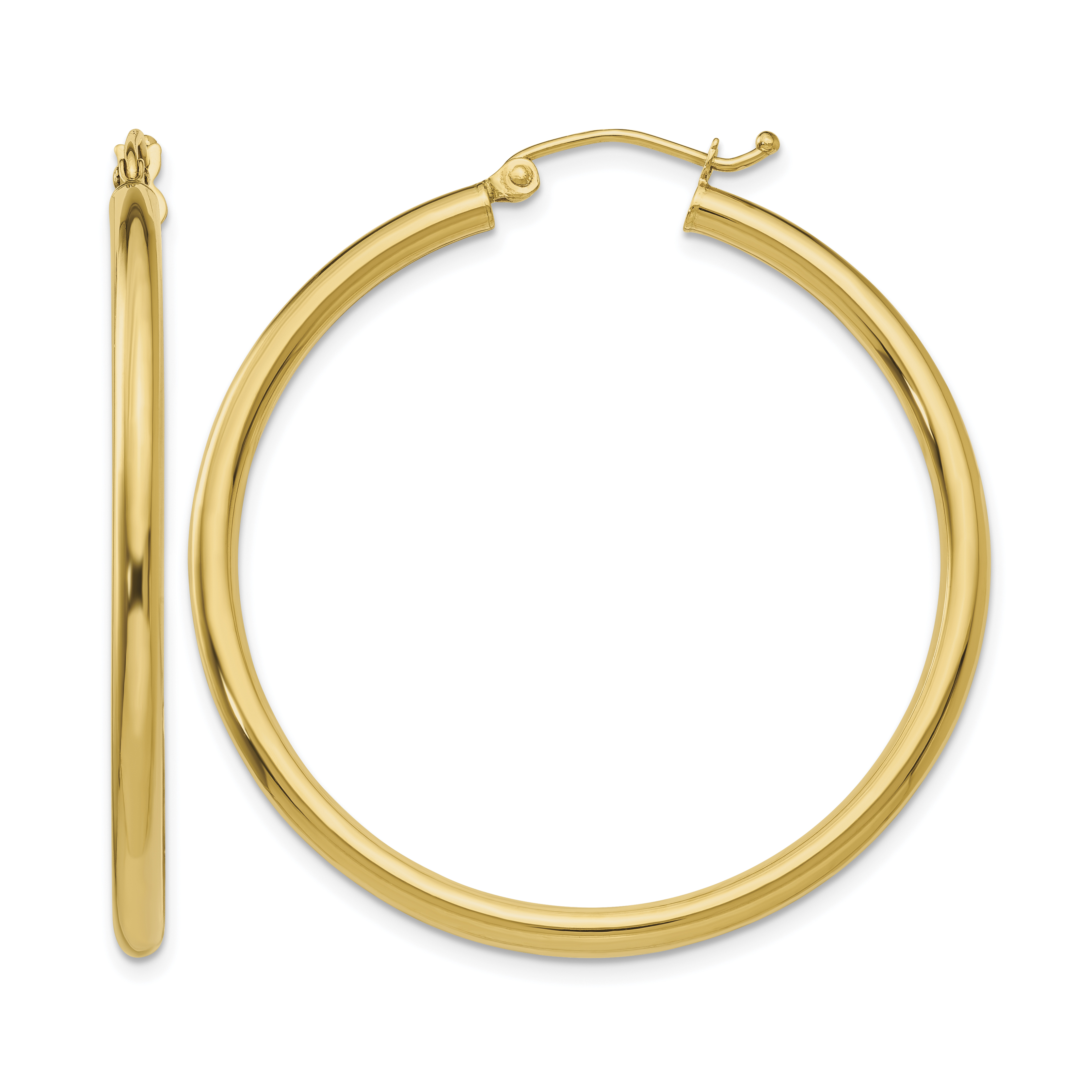 10K Polished 2.5mm Tube Hoop Earrings (10T925)