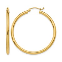 10K Yellow Gold Polished 2.5mm Tube Hoop Earrings view 1
