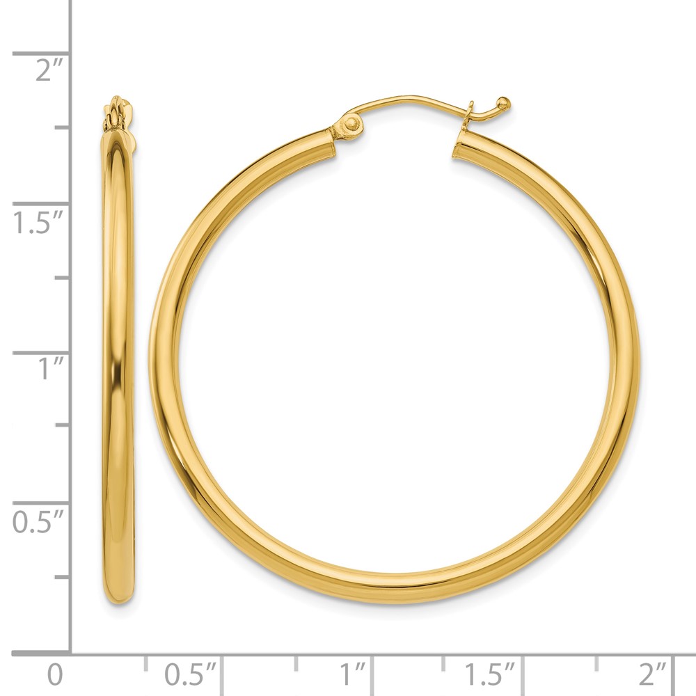10K Polished 2.5mm Lightweight Tube Hoop Earrings (10T925L)