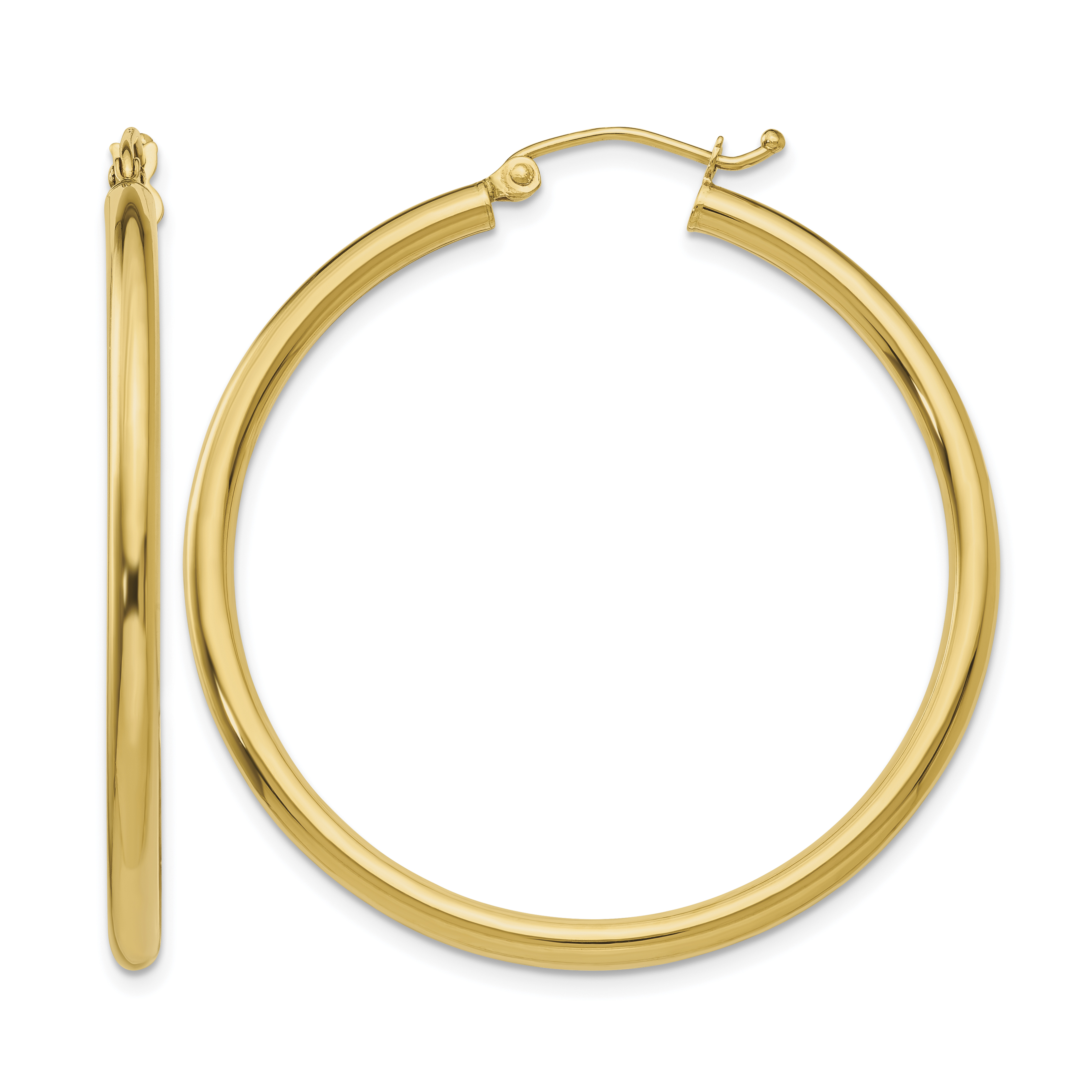 10K Polished 2.5mm Lightweight Tube Hoop Earrings (10T925L)