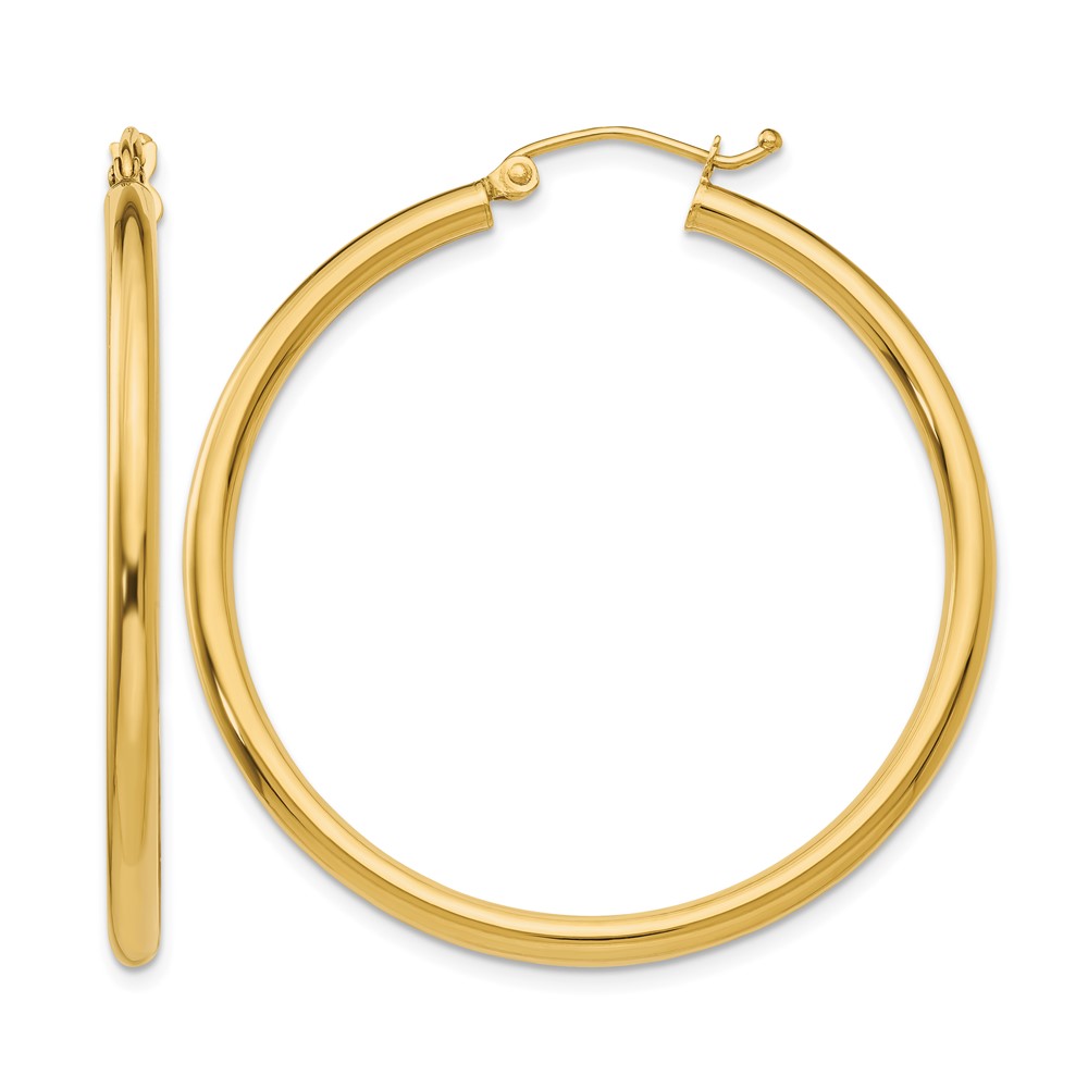 10K Polished 2.5mm Lightweight Tube Hoop Earrings (10T925L)