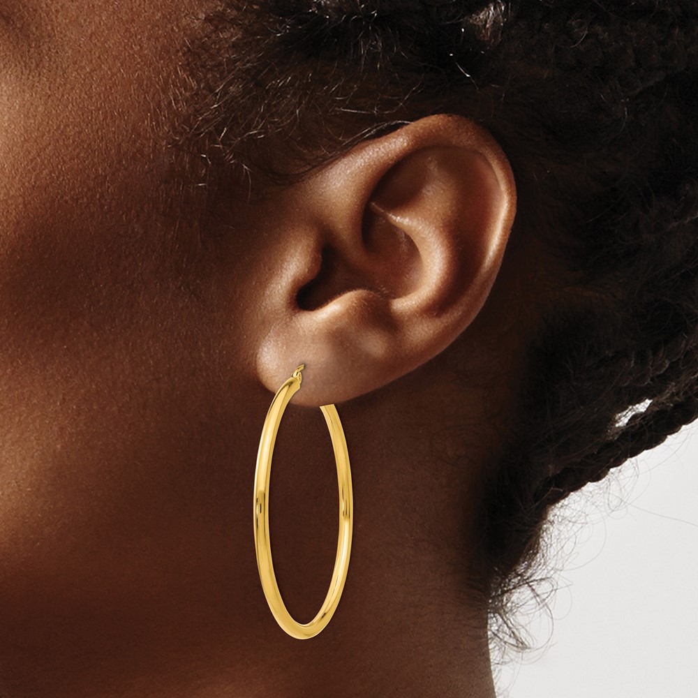 10K Polished 2.5mm Tube Hoop Earrings (10T926)