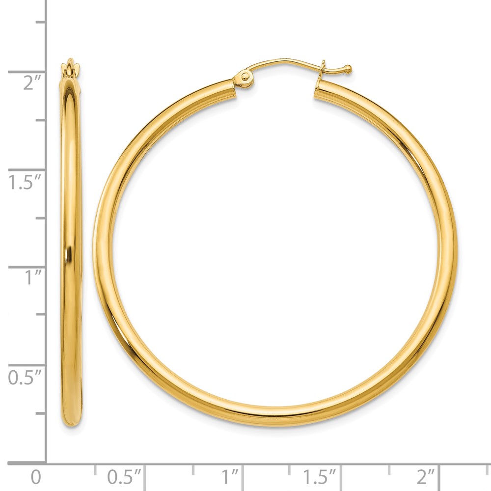 10K Polished 2.5mm Tube Hoop Earrings (10T926)