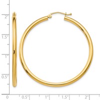 10K Yellow Gold Polished 2.5mm Tube Hoop Earrings view 4