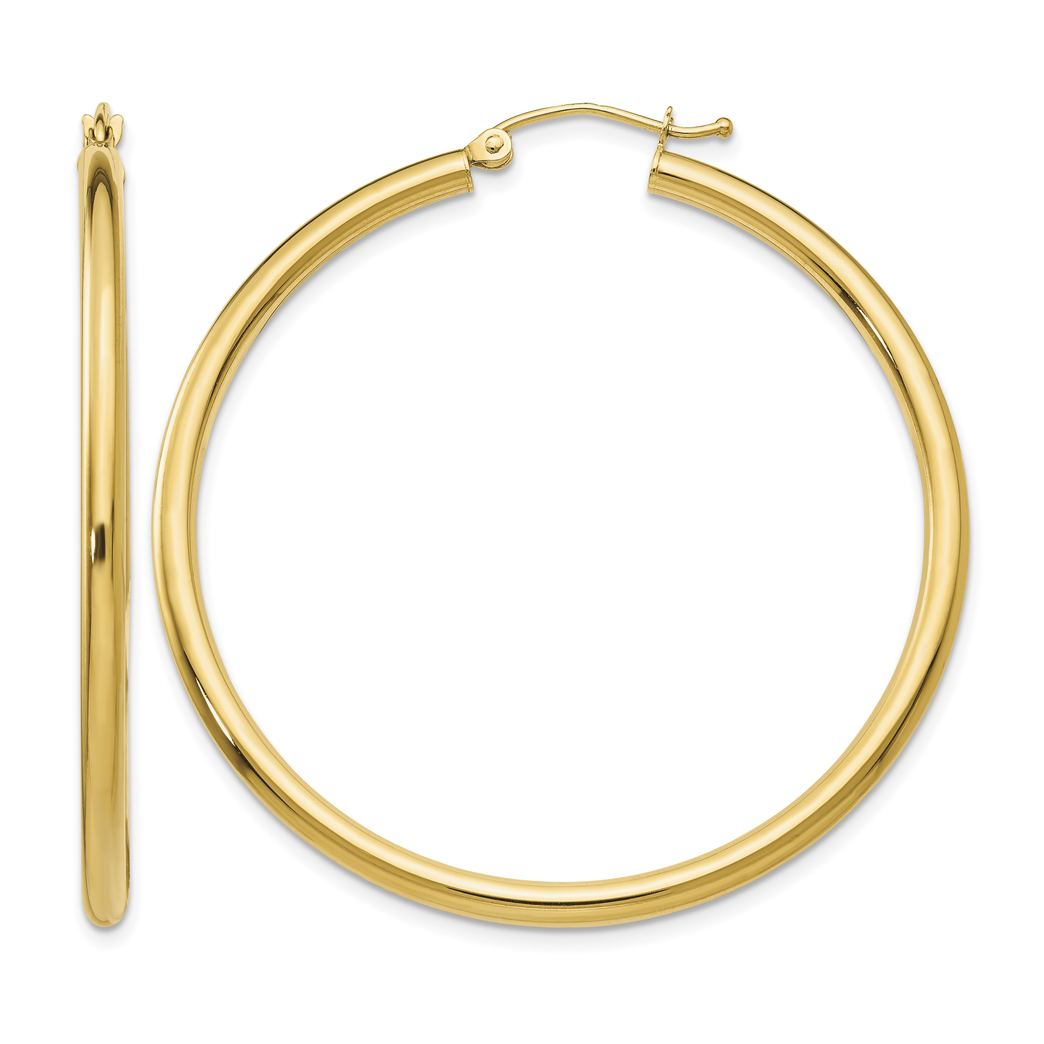 10K Polished 2.5mm Tube Hoop Earrings (10T926)