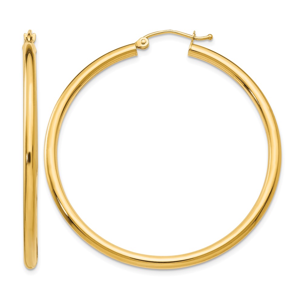 10K Polished 2.5mm Tube Hoop Earrings (10T926)