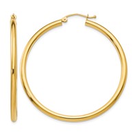 10K Yellow Gold Polished 2.5mm Tube Hoop Earrings view 1