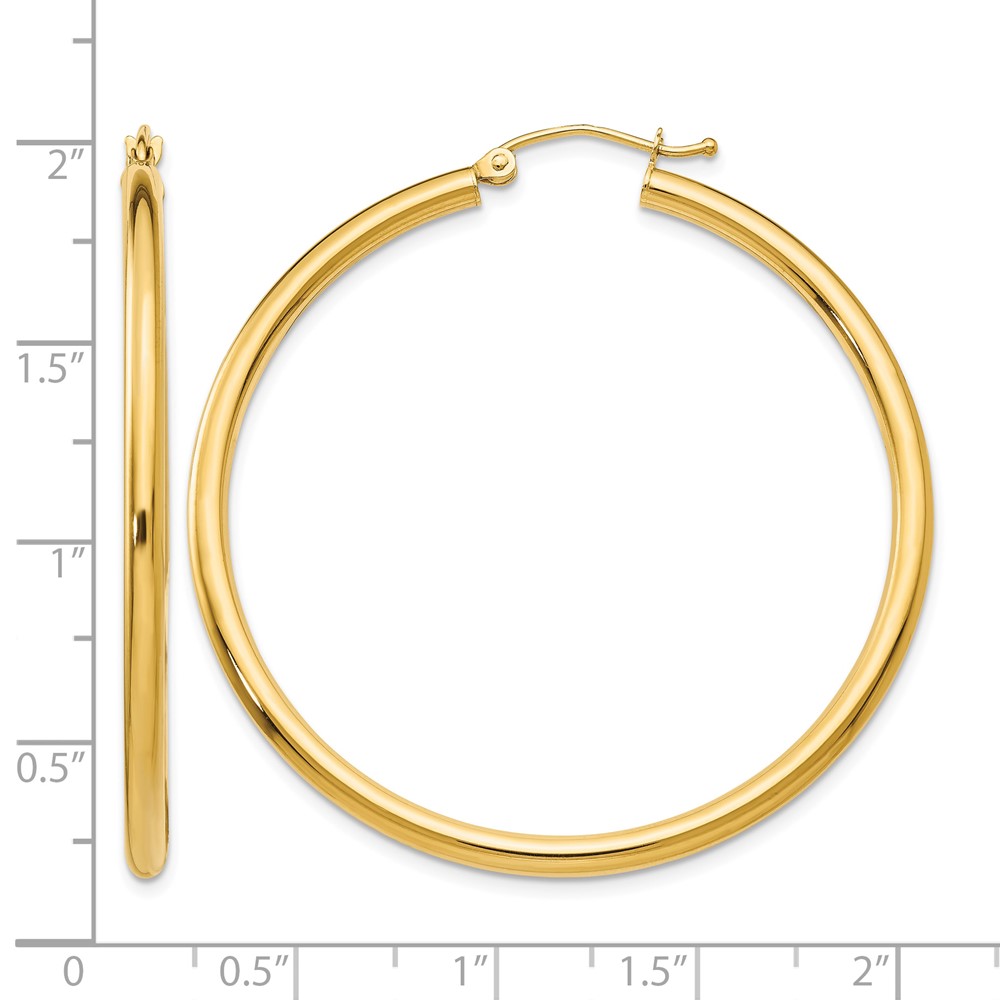 10K Polished 2.5mm Lightweight Tube Hoop Earrings (10T926L)