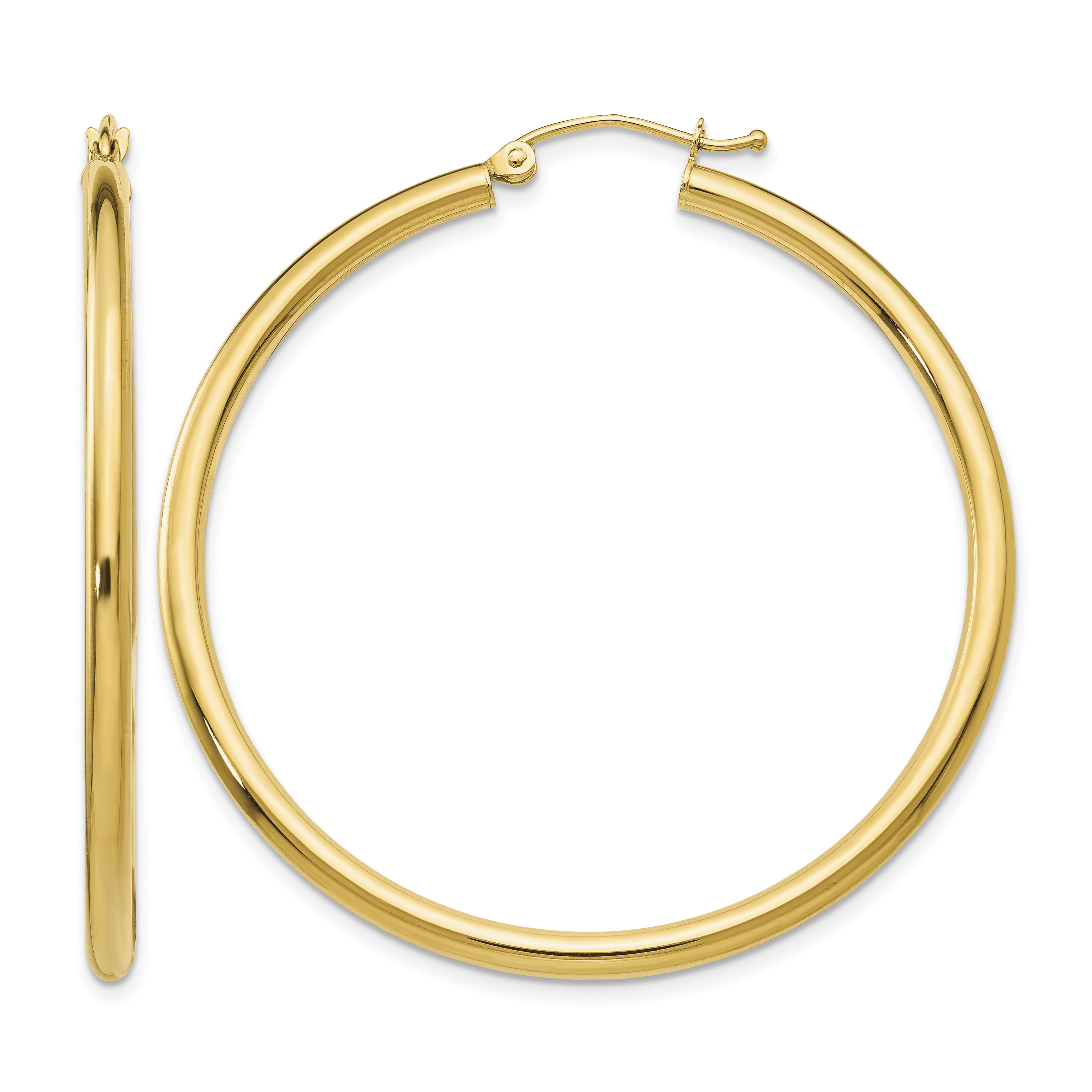 10K Polished 2.5mm Lightweight Tube Hoop Earrings (10T926L)