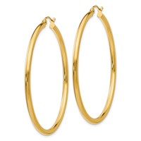 10K Yellow Gold Polished 2.5mm Tube Hoop Earrings view 2