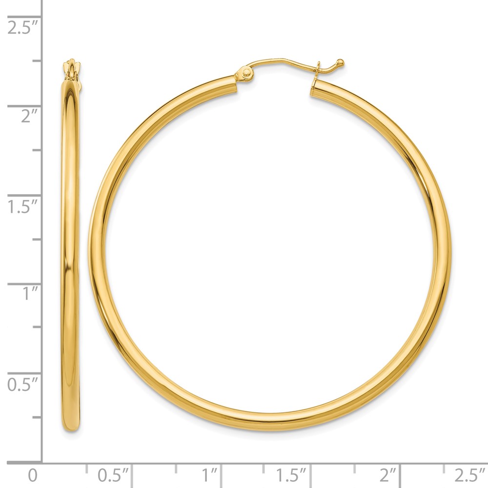 10K Polished 2.5mm Tube Hoop Earrings (10T927)