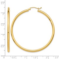 10K Yellow Gold Polished 2.5mm Tube Hoop Earrings view 4