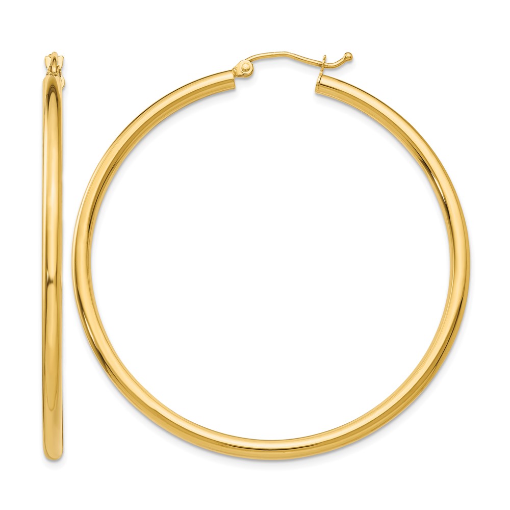 10K Polished 2.5mm Tube Hoop Earrings (10T927)