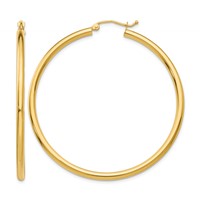 10K Yellow Gold Polished 2.5mm Tube Hoop Earrings view 1