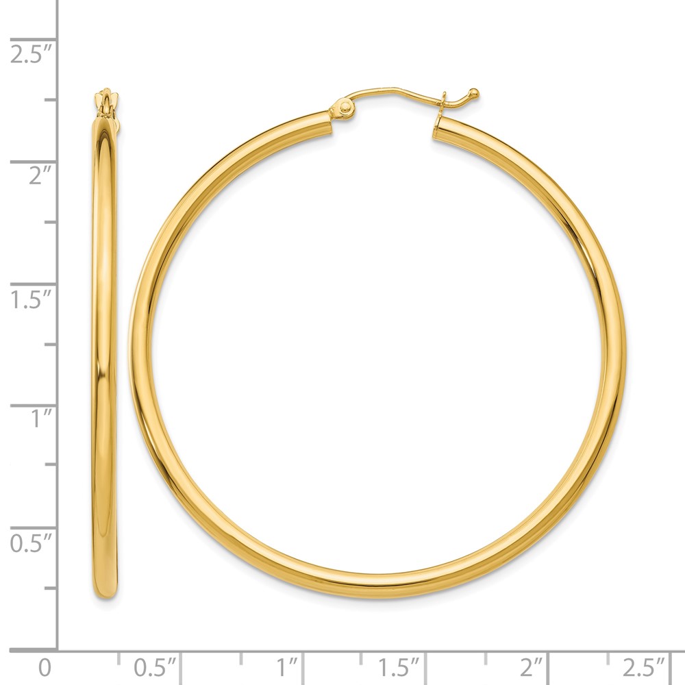 10K Polished 2.5mm Lightweight Tube Hoop Earrings (10T927L)