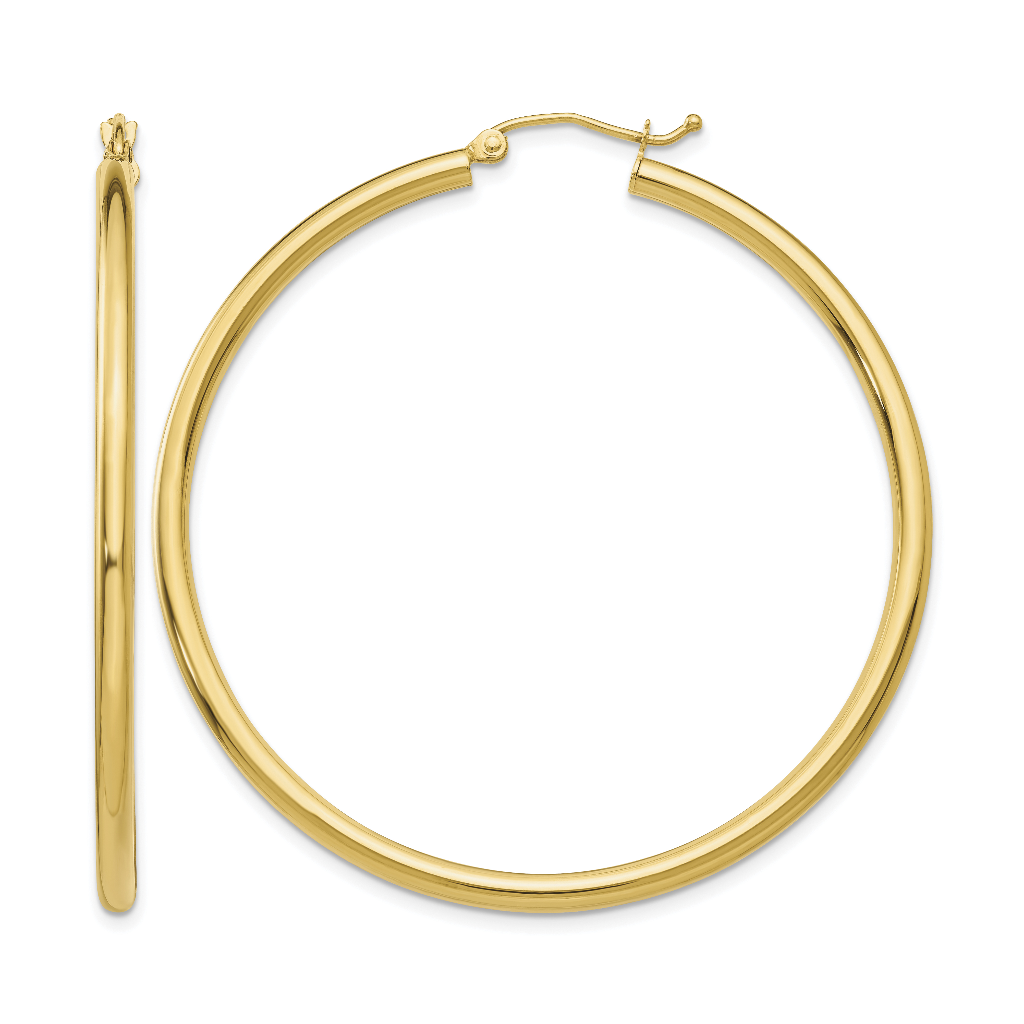 10K Polished 2.5mm Lightweight Tube Hoop Earrings (10T927L)