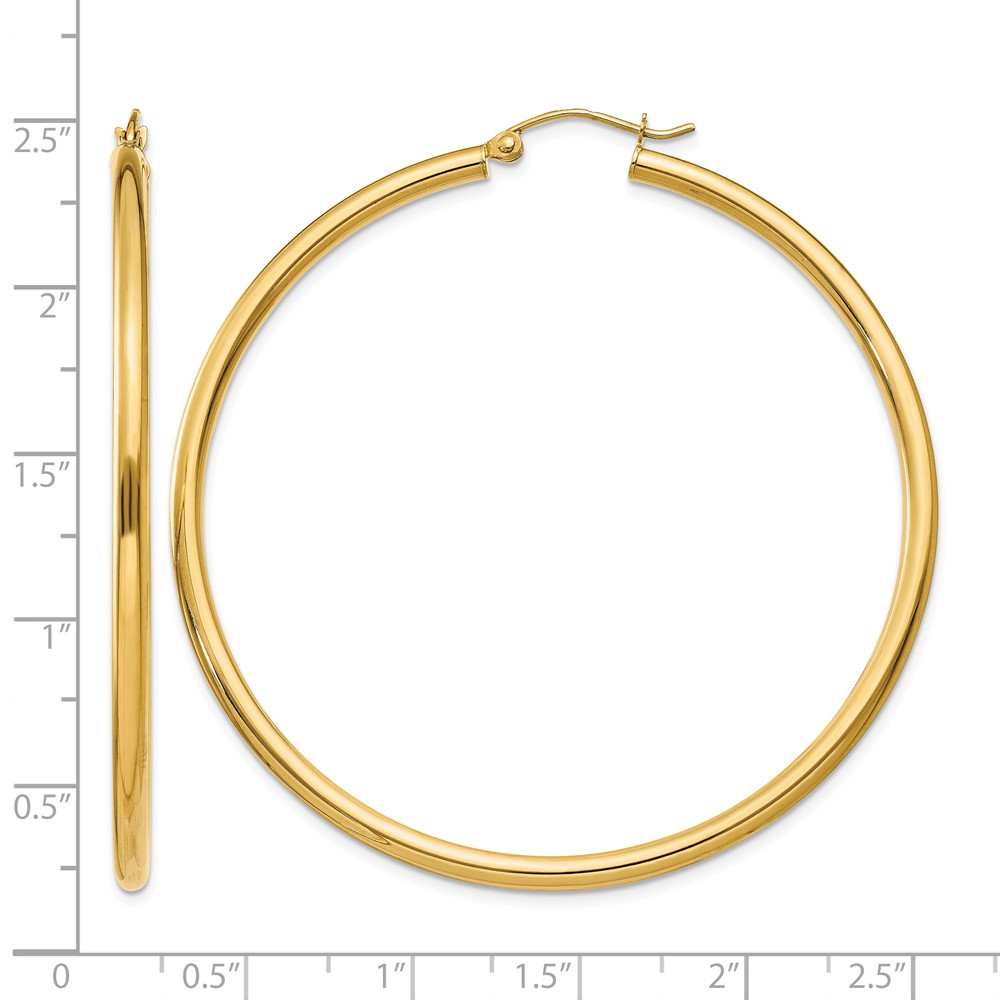 10K Polished 2.5mm Tube Hoop Earrings (10T928)