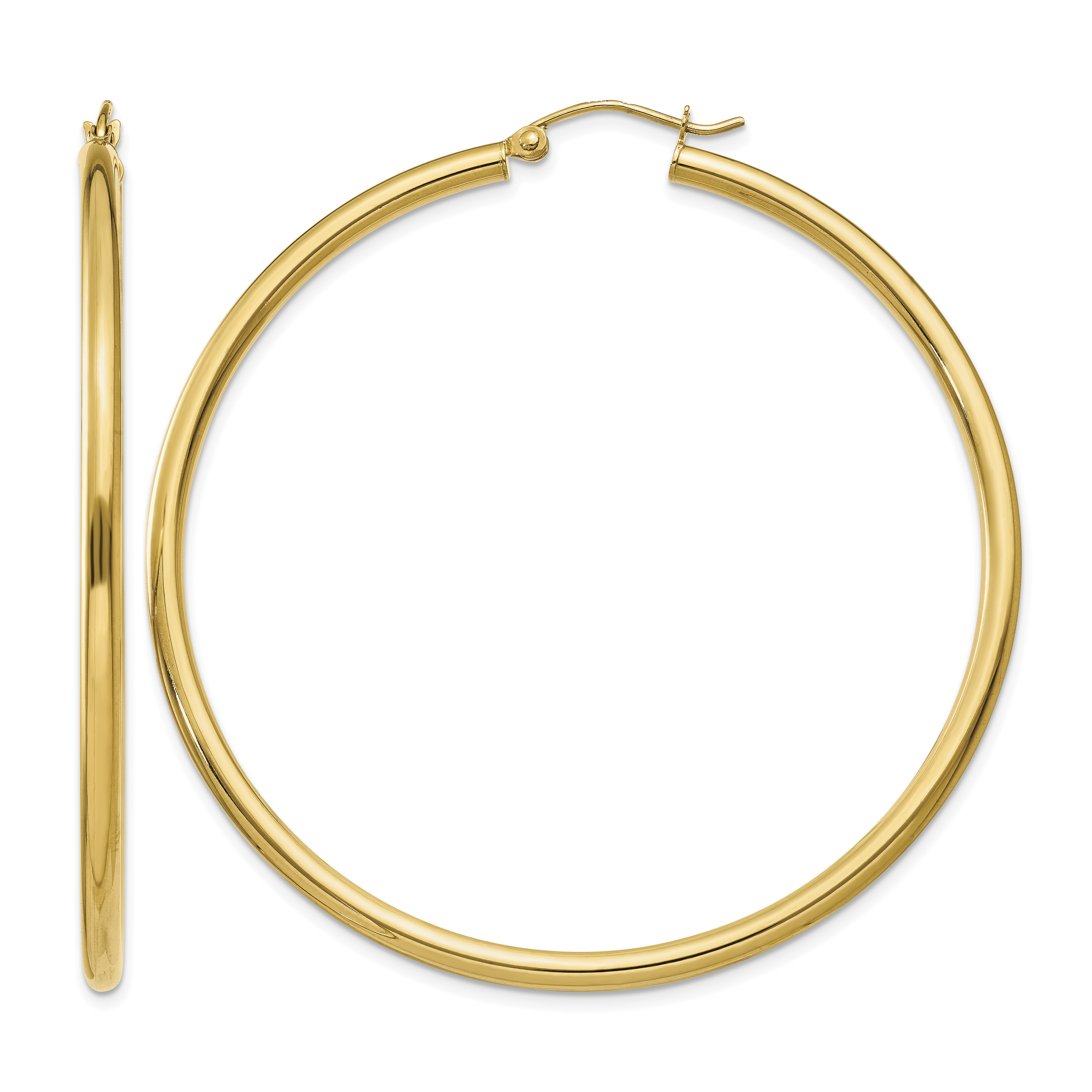 10K Polished 2.5mm Tube Hoop Earrings (10T928)
