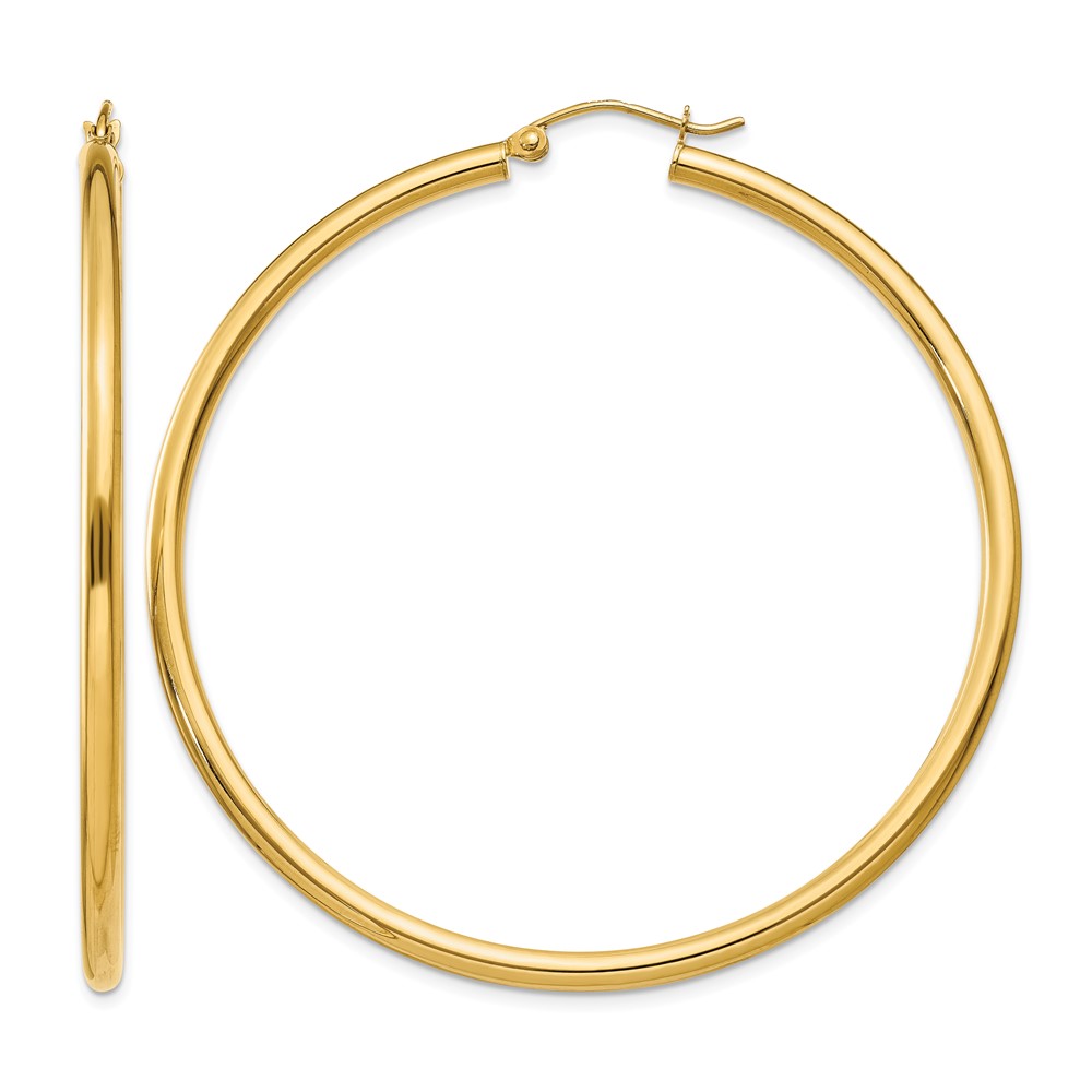 10K Polished 2.5mm Tube Hoop Earrings (10T928)