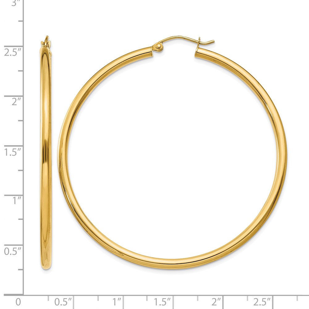 10K Polished 2.5mm Lightweight Tube Hoop Earrings (10T928L)