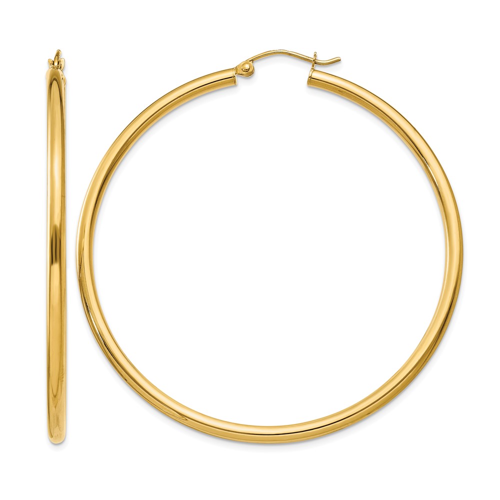 10K Polished 2.5mm Lightweight Tube Hoop Earrings (10T928L)