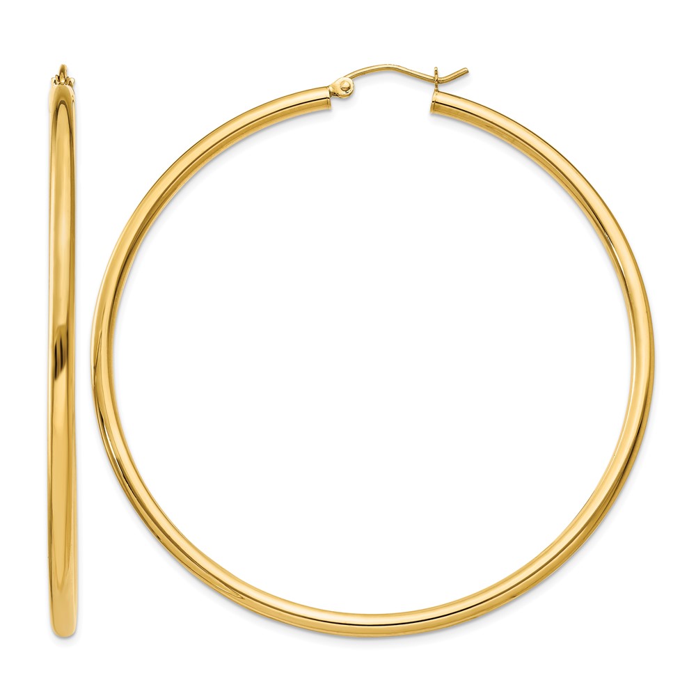 10K Polished 2.5mm Tube Hoop Earrings (10T929)