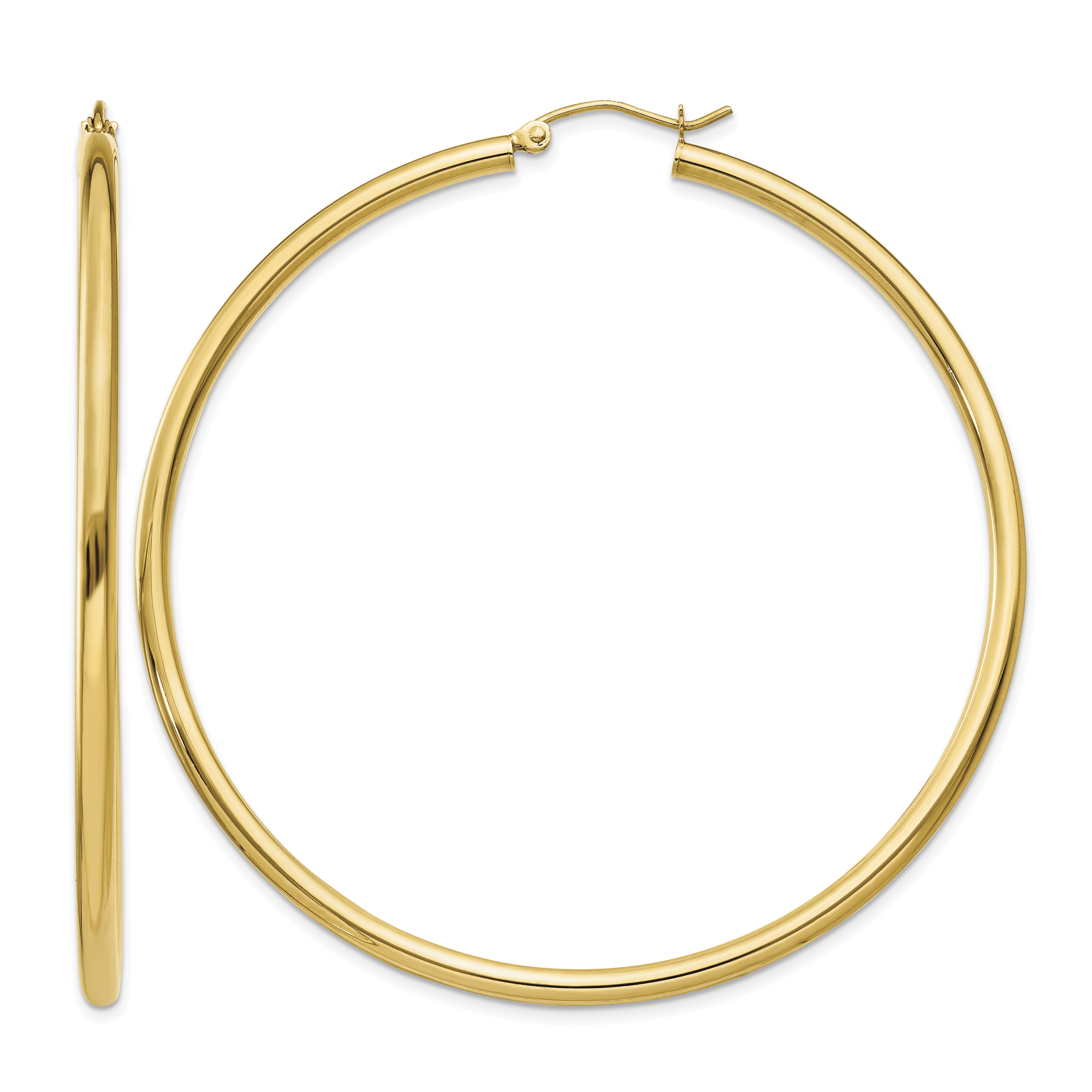 10K Polished 2.5mm Lightweight Tube Hoop Earrings (10T929L)