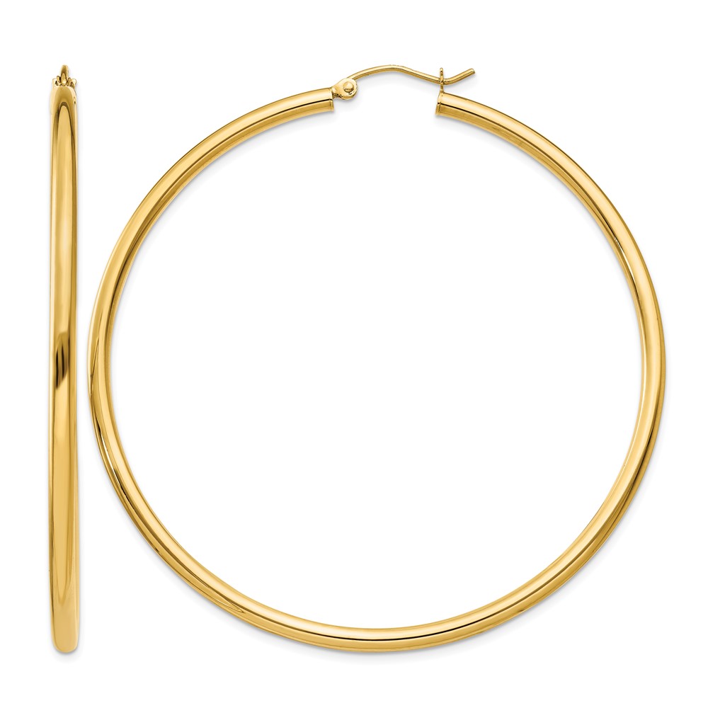 10K Polished 2.5mm Lightweight Tube Hoop Earrings (10T929L)
