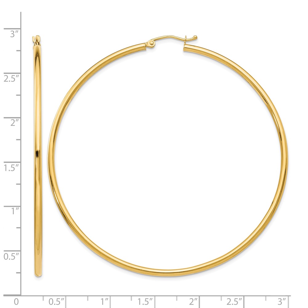 10K Polished 2.5mm Tube Hoop Earrings (10T930)