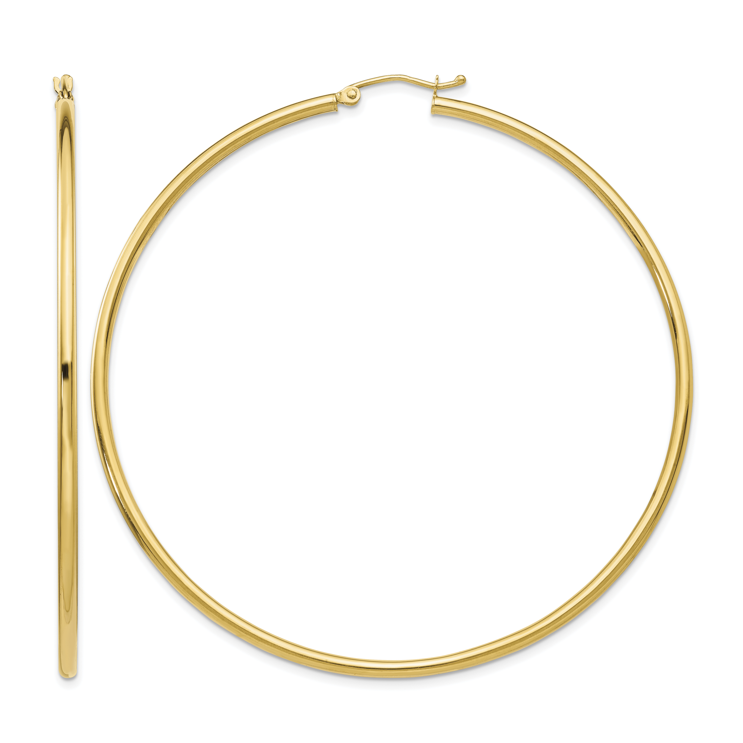 10K Polished 2.5mm Tube Hoop Earrings (10T930)