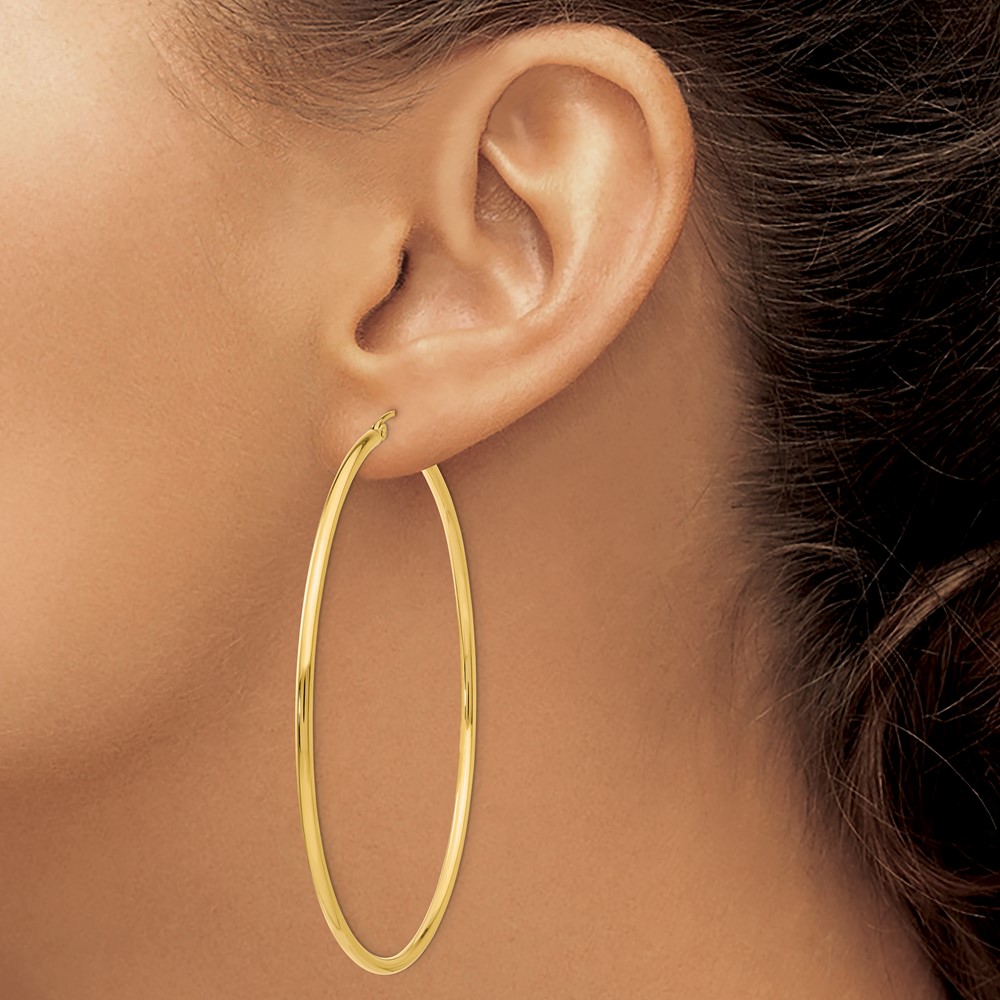 10K Polished 2.5mm Lightweight Tube Hoop Earrings (10T930L)