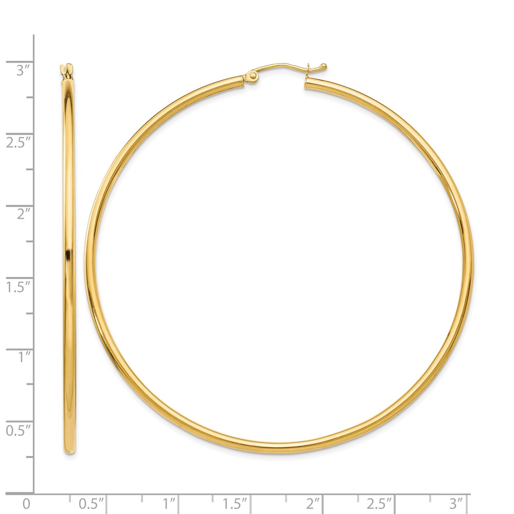 10K Polished 2.5mm Lightweight Tube Hoop Earrings (10T930L)