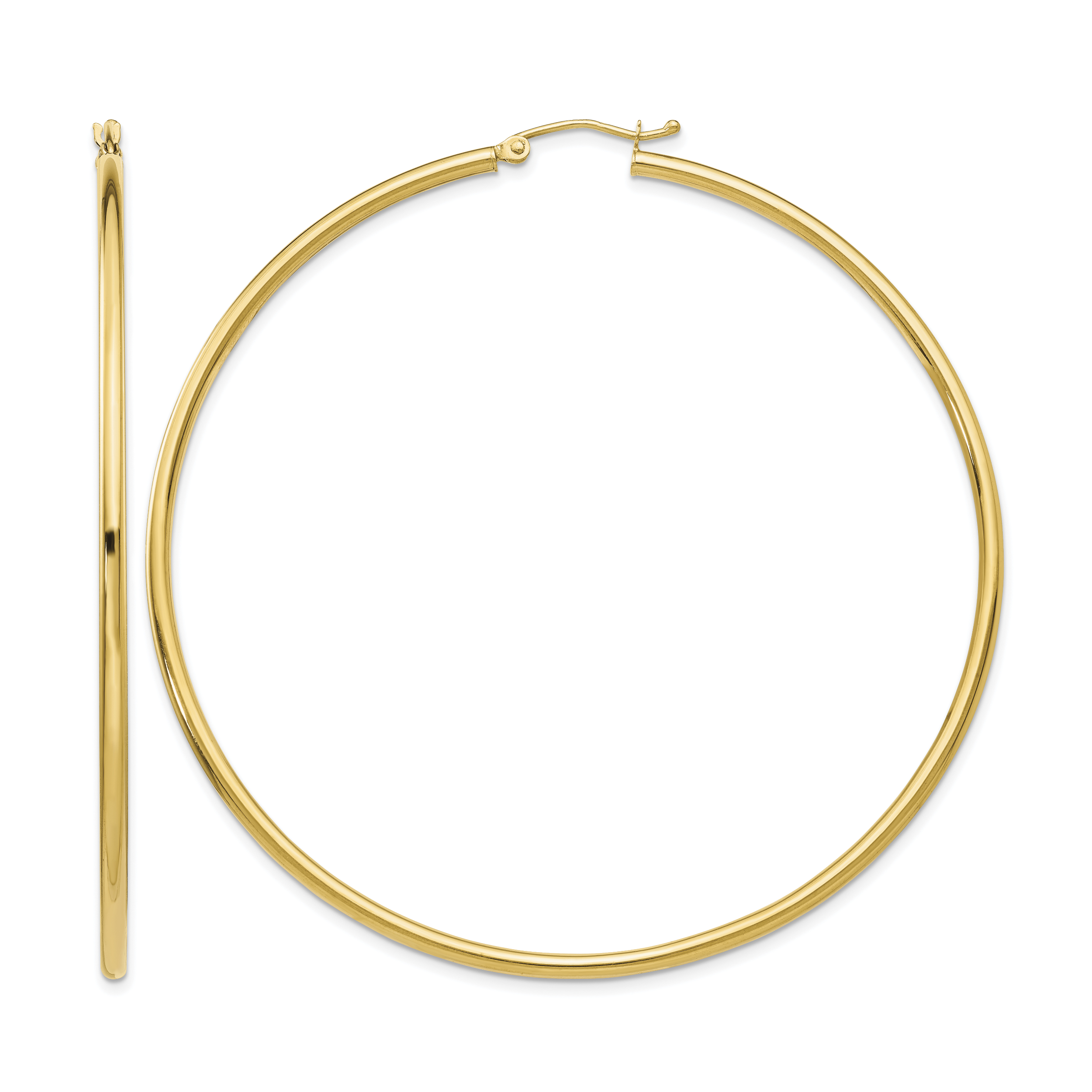 10K Polished 2.5mm Lightweight Tube Hoop Earrings (10T930L)