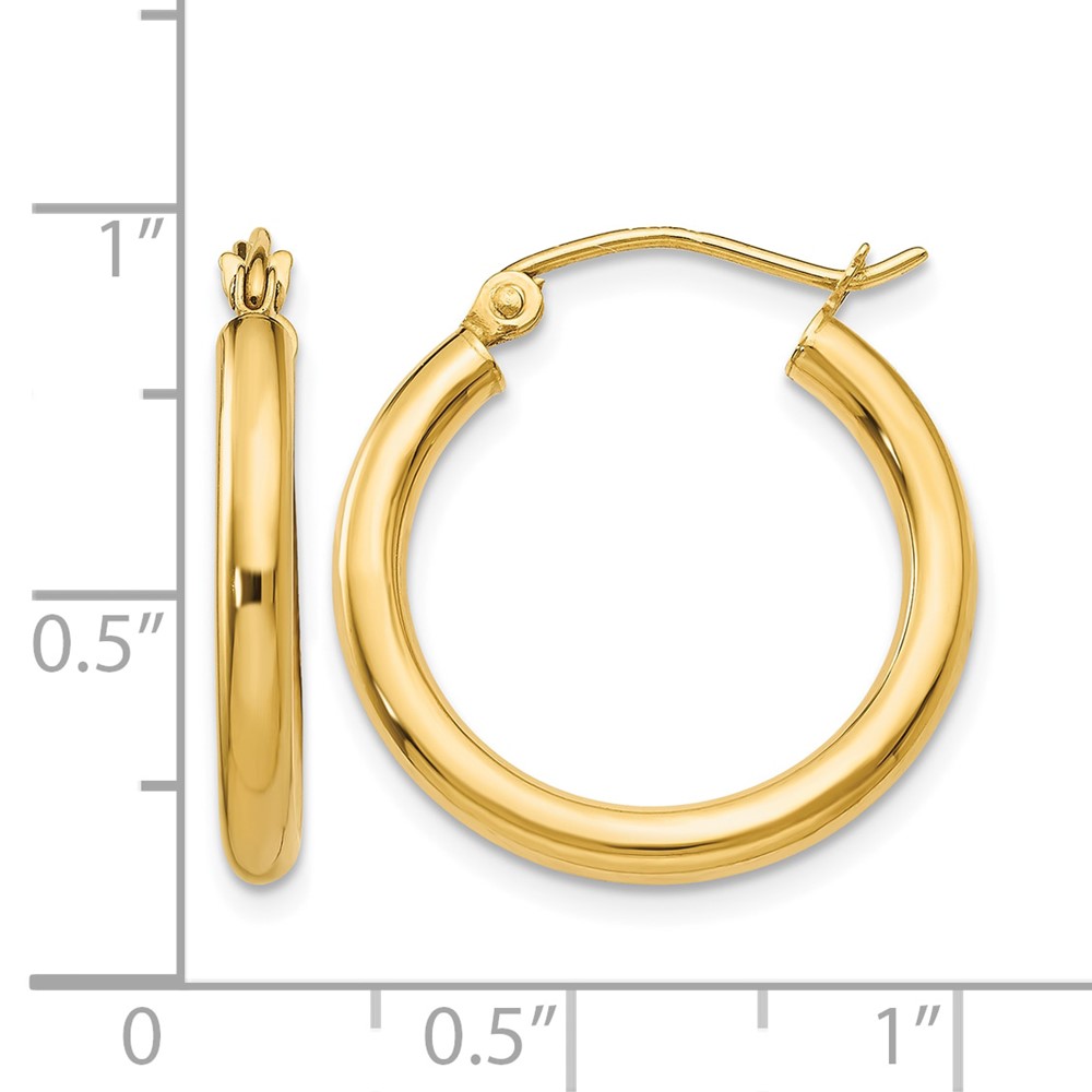 10K Polished 2.5mm Lightweight Tube Hoop Earrings (10T931L)