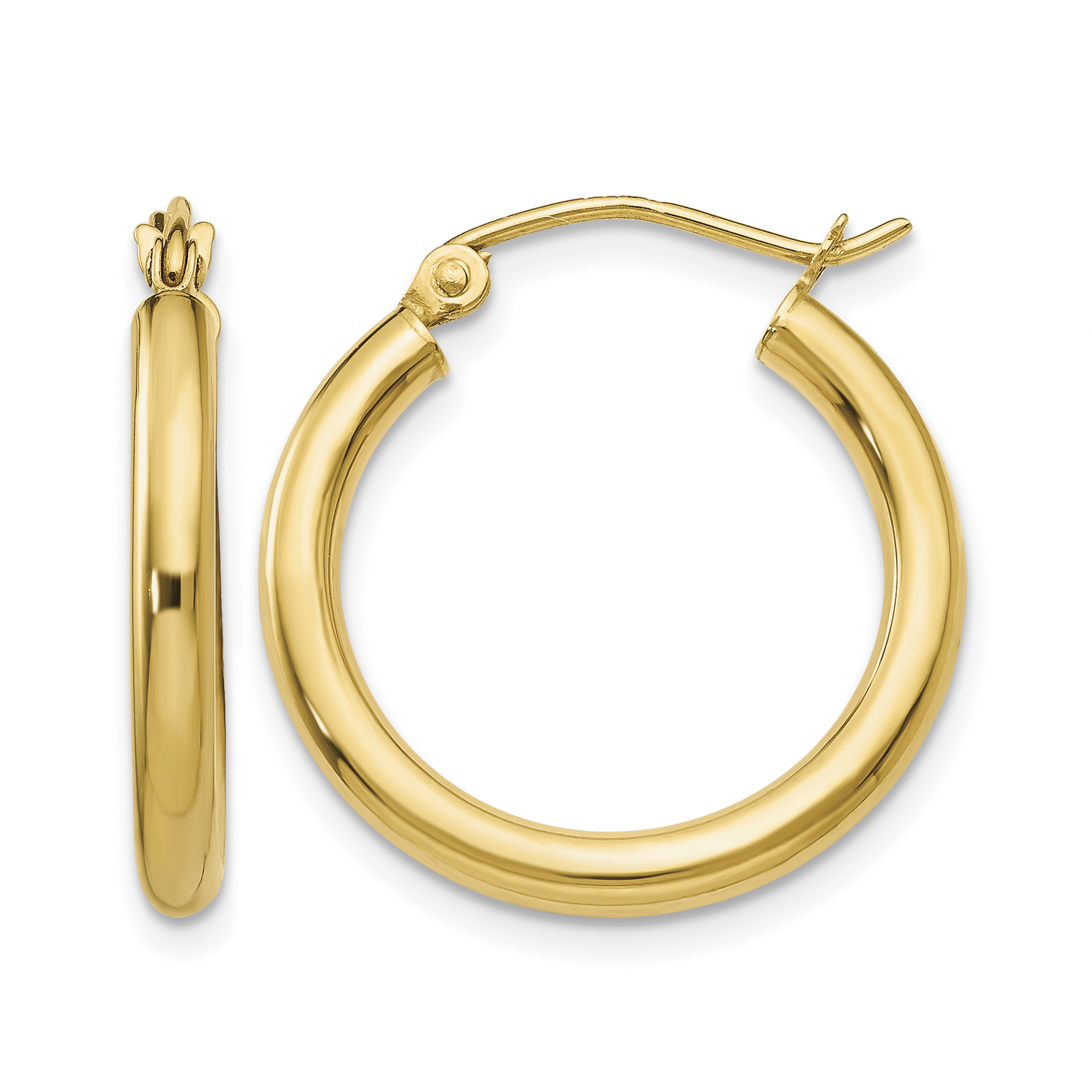 10K Polished 2.5mm Lightweight Tube Hoop Earrings (10T931L)