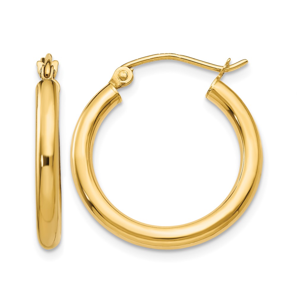 10K Polished 2.5mm Lightweight Tube Hoop Earrings (10T931L)