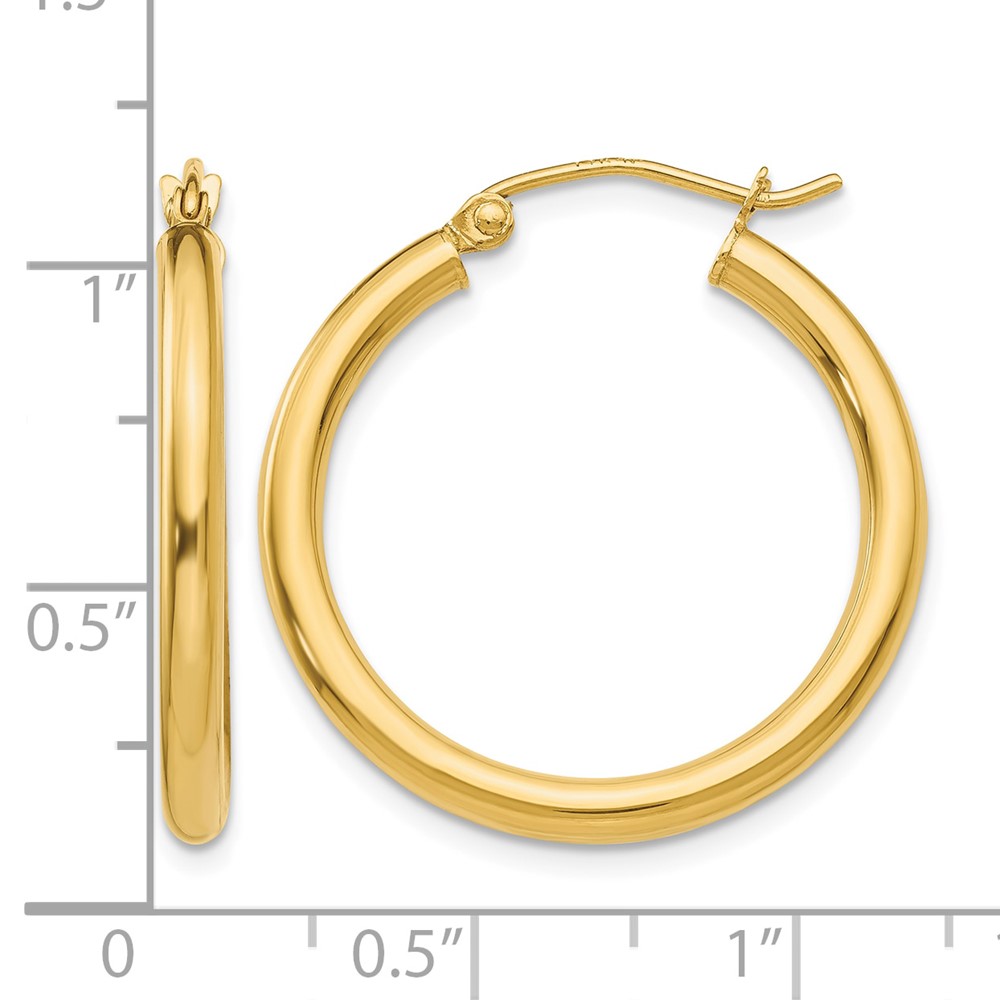 10K Polished 2.5mm Tube Hoop Earrings (10T932)